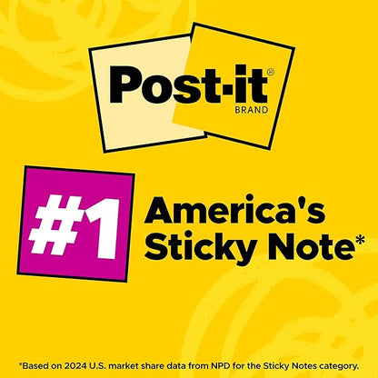Post-it Notes, 3x3 in, 4 Pads, America's #1 Favorite Sticky Notes, Beachside Café Collection, Pastel Colors (Pink, Mint, Yellow), Recyclable (5401)