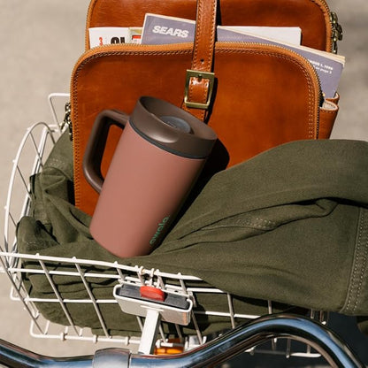 Owala SmoothSip Slider Stainless Steel Insulated Travel Mug with handle, 100% Leak Proof, For Hot and Cold Drinks, Travel Friendly with Sliding Lock Lid, 12oz, BPA Free, Leak Proof, Cozy Cocoa