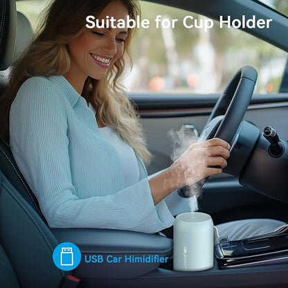 Portable Mini Humidifier, KQLKJ 350ml Small Cool Mist Humidifiers, USB Personal Desktop Humidifier for Bedroom Car Office Travel with Auto Shut-Off & 2 Mist Modes (Blue)