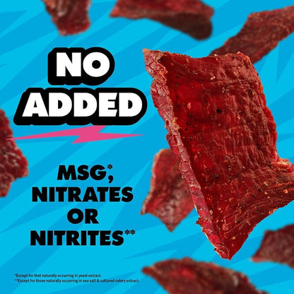 Jack Link’s x MrBeast Original Beef Jerky – 13g Protein per Serving, Made with 100% Real Beef, Pantry-Ready, Kids Snacks, Great Stocking Stuffers and Gifts, 10 Count of 1.25 oz Bags