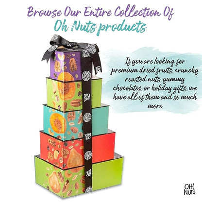 Oh! Nuts 5 Tier Gift Tower - 12 Assorted Dried Fruits and Nuts Gift Basket - Gourmet Healthy Snack Boxes for Holiday, Birthday, Thank You, Corporate Gifting, Parties & Family Celebrations