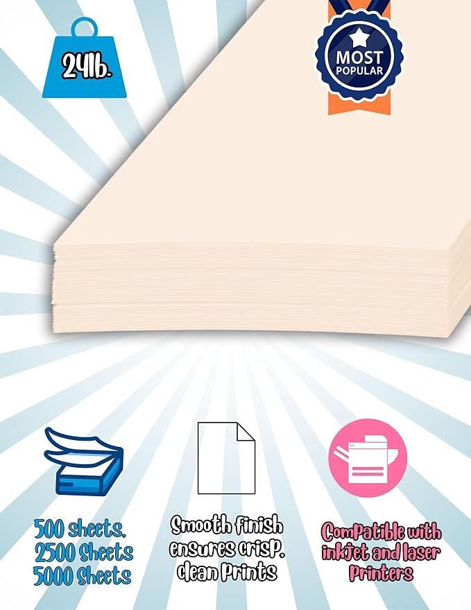 Limited Papers (TM) Colored Copy Paper – 24lb/60lb Text, 90 gsm, 11"x17", Tabloid Size, 500 Sheets Per Ream. (500, Tan)