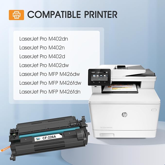 CF226A 26A Toner Cartridge for HP Printer 26X Compatible for HP CF226A CF226X Black Laserjet Toner Cartridge Pro M402n MFP M426fdw M402dne M426fdn M402dn M402 M402dw M426 M426dw Printer Ink 4 Pack