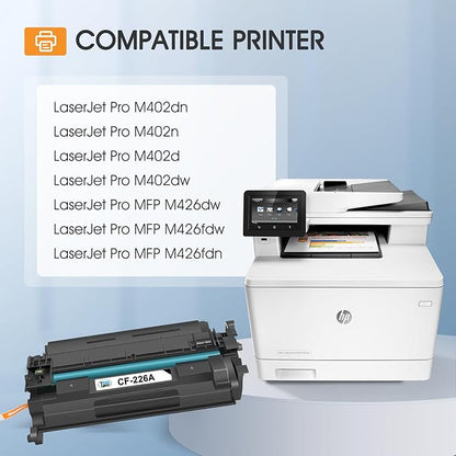 CF226A 26A Toner Cartridge for HP Printer 26X Compatible for HP CF226A CF226X Black Laserjet Toner Cartridge Pro M402n MFP M426fdw M402dne M426fdn M402dn M402 M402dw M426 M426dw Printer Ink 4 Pack