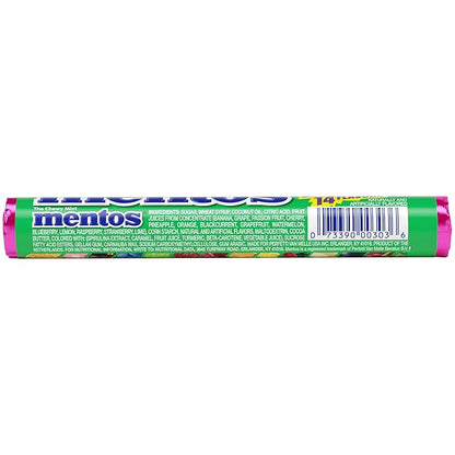 Mentos Chewy Mint Candy Roll, Holiday Candy for Christmas Stocking Stuffers for Adults & Kids Discovery, 14 Assorted Fruit Flavors, 14 Pieces Per Roll, 15 Count Showbox