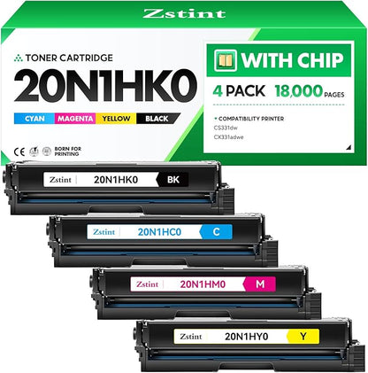 20N1HK0 20N1HC0 20N1HM0 20N1HY0 Toner Cartridge Set (4-Pack with chip) High Yield Replacement Compatible for Lexmark Color CS331dw CS431dw CX331adwe CX431adw Laser Printer (Black Cyan Magenta Yellow)