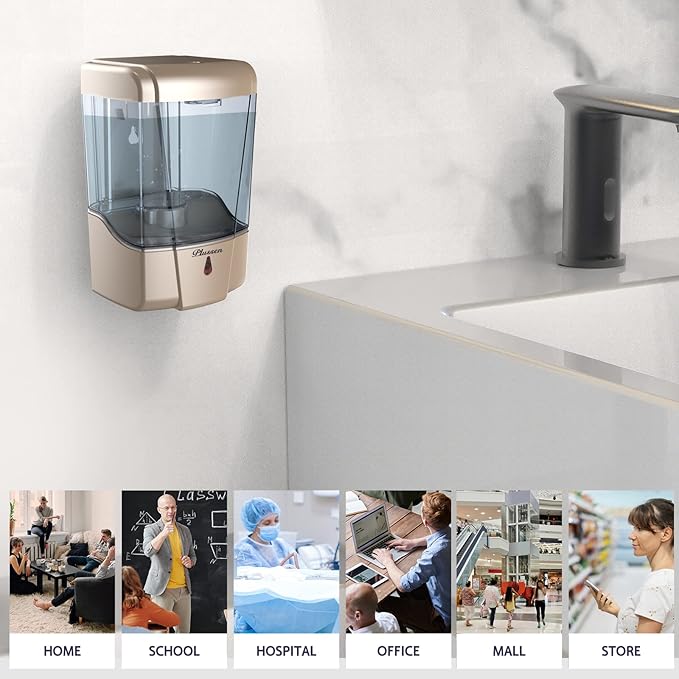 Automatic Soap Dispenser Wall Mount, Hand Sanitizer Dispenser 600ml Gel Liquid Touchless Hand Soap for Home Hospital School Office,Gold