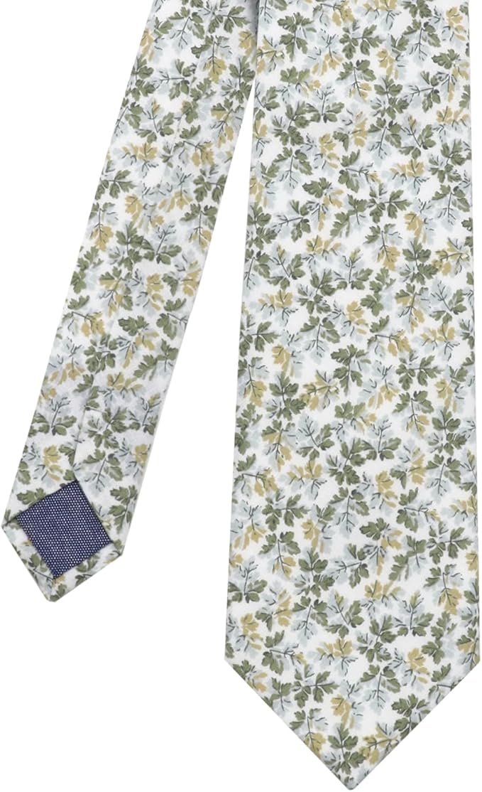 Cotton Floral Ties for Men 2.76" Men's Skinny Tie Linen Flower Printed Neck Tie for Wedding Dating Party