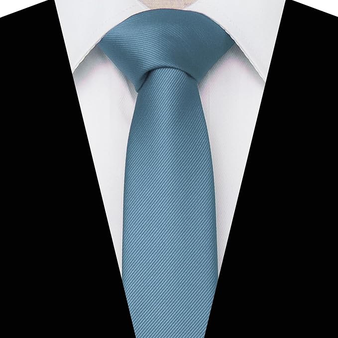 JEMYGINS 2.4" Solid Color Skinny Tie Slim Necktie for Men