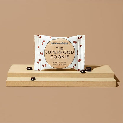 Love + Chew Superfood Soft Baked MINI Cookies, Mocha Chip Flavor, Plant Based Cookie Made With Coffee Extract & Dark Chocolate for Kids and Adults, Vegan Snacks, Gluten Free, Paleo, Non GMO, 80 Pack