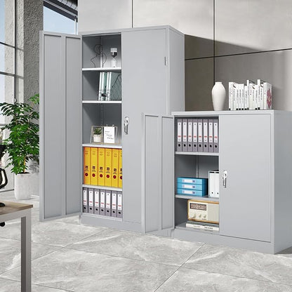Greenvelly Metal Cabinet, 36" Locking Storage File Cabinet with Doors and Shelves for Office,Home,Gym,School,Kitchen(Dark Grey)