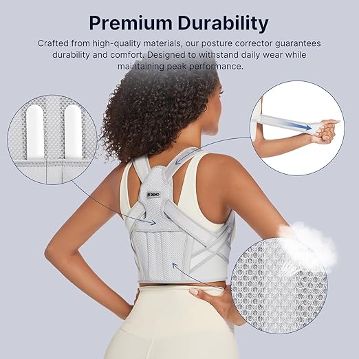 Fit Geno Posture Corrector for Women: Adjustable Lightweight Upper Back Brace for Neck Shoulder & Upper Back Pain Relief - Improve Posture Correct Hunchback Slouching Kyphosis Invisible Under Clothes (XS/S Under Bust 30"-43")