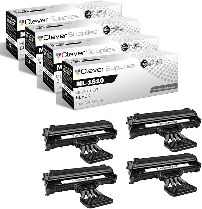 CS Replacement Toner Cartridge Compatible with Samsung ML-1610 ML-2010D3 Black ML Printers ML-1610 ML-1610R ML-1615 ML-1620 ML-1625,ML-1625R Toner Cartridge 4 Pack