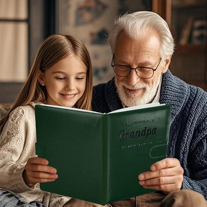 Artmag Grandpa's Life Story Journal with 250+ Prompt Questions, Family Keepsake Book Leather Cover for Grandpa to Share His Memories for Birthday Father's Day Christmas (Dark Green)