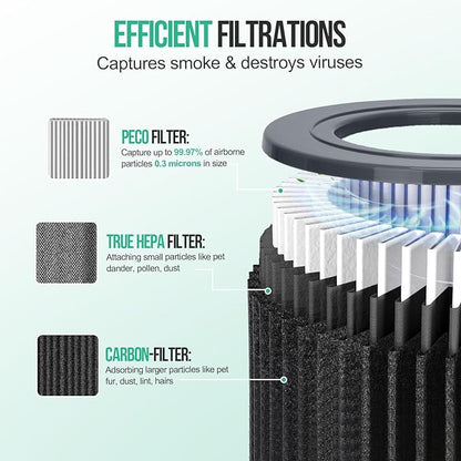 2 Pack Air Mini Replacement Filters Compatible with MolekuleAir Mini & Air Mini+ Air Purifiers, 3-in-1 High-Efficiency True HEPA Replacement Filter (Black, 2 Pack Replacement Filters)