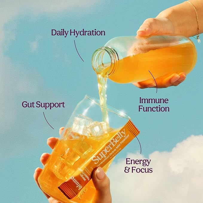 Blume SuperBelly Gut Health and On-The-Go Hydration Packets, GLP-1 Friendly, Sugar-Free, with Prebiotics, Probiotics, Apple Cider Vinegar, Vitamin C, and Electrolytes, Mango Passion Fruit, 15 Sticks