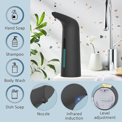 Automatic Soap Dispenser Touchless,400ML Hand & Dish Countertop Electric Liquid Rechargeable Dispenser with Sensor,Modern 4 Gear Adjustable Waterproof Kitchen Auto Soap Pump（Black）