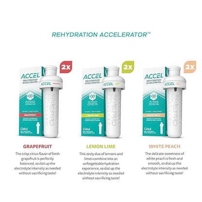 Cirkul Accel Electrolytes Flavor Water Variety Pack, Makes 36 Drinks, No Sugar, Zero Calorie Drink Mix, (2 Grapefruit, 2 Lemon Lime, 2 White Peach)