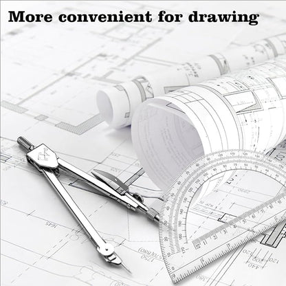 Students Geometry Math Set, Drawing Compass and 6 Inch Transparent Swing arm Protractor 180 Degree Math Protractor (Transparent)