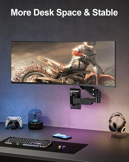 MOUNT PRO Monitor Wall Mount for 17-43" Ultrawide Screens, Single Wall Mount Monitor Arm Holds up to 33.1 lbs, Full Motion Adjustable Wall Bracket with VESA Extension Kit, VESA Mount Max 200x200mm
