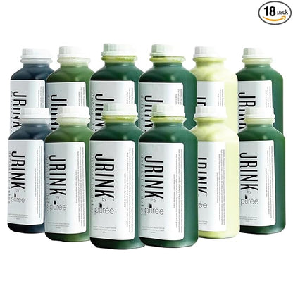 JRINK by Purée Advance Juice Cleanse, Cold Pressed Detox Drink with Organic 2 Day-Healthy Vegetable and Fruit Juice, Frozen Pressed Juice Cleanse, 12 Bottles, 16oz Each