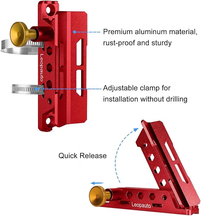 Universal Vehicle Fire Extinguisher Bracket, Aluminum Adjustable Quick Release Roll Bar Fire Extinguisher Bottle Mount with 8 Clamps, Compatible with Jeep Wrangler JK TJ Rubicon UTV, Red