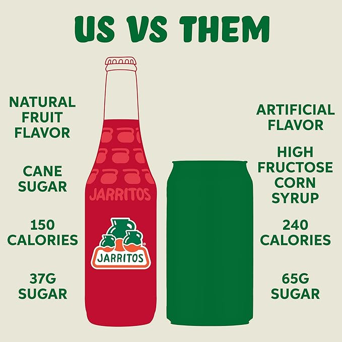 Jarritos - Mexican Soda Soft Drinks, Fruit Punch (17.7 oz, 524ml) 24 Bottles - Made with Real Cane Sugar - 0g Fat - Made in Mexico - Natural Flavor Soda Pop - Party & BBQ Beverages