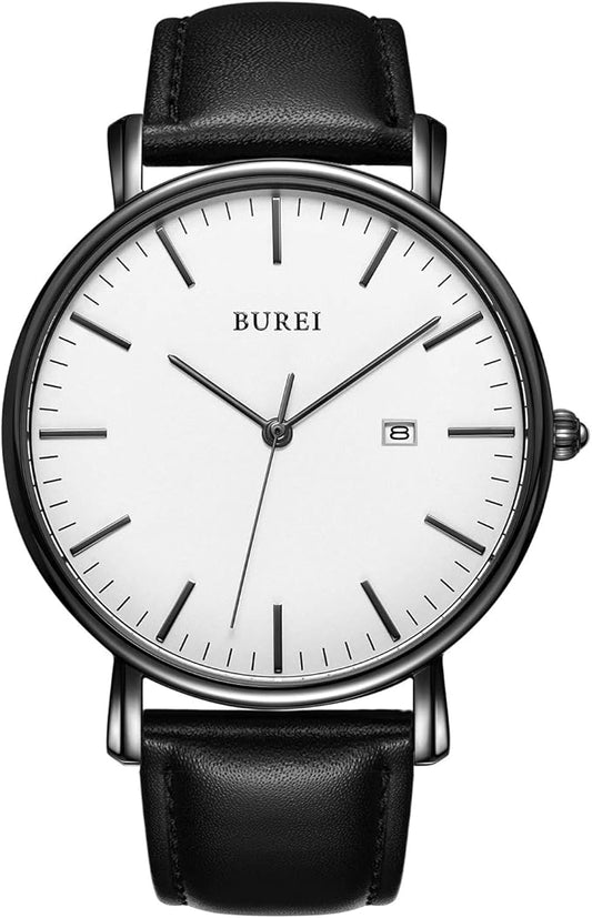BUREI Men Wrist Watches Fashion Minimalist Analog Quartz Waterproof Watches for Men