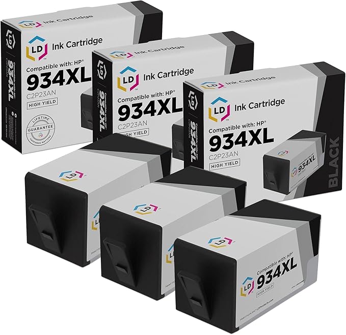 LD Products Remanufactured C2P23AN 934XL Replacement for 934XL Ink Cartridges for HP Printers High Yield for Use with OfficeJet 6812 6815 and OfficeJet Pro 6230 6830 6835 (3 Pack, Black)