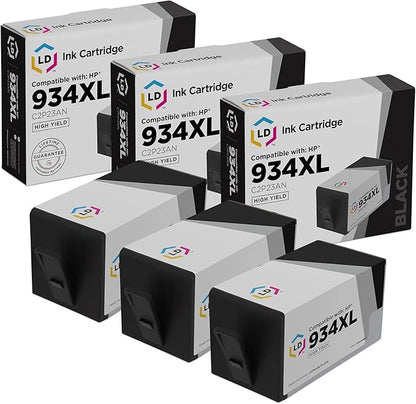 LD Products Remanufactured C2P23AN 934XL Replacement for 934XL Ink Cartridges for HP Printers High Yield for Use with OfficeJet 6812 6815 and OfficeJet Pro 6230 6830 6835 (3 Pack, Black)