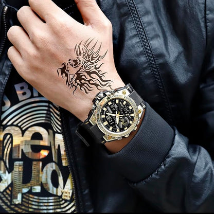 KXAITO Men's Watches Sports Outdoor Waterproof Military Watch Date Multi Function Tactics LED Alarm Stopwatch