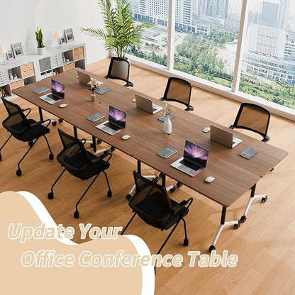 Conference Room Table, Modern Folding Training Tables with Flip Top, Mobile Table with Four Locking Wheels, Executive Desk for Meeting Room, Office, Classroom （4PCS,47in）