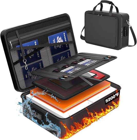 5200°F Fireproof Document Box, Important Document Organizer, Document Safe Box Fireproof Waterproof, 2025 Latest Model