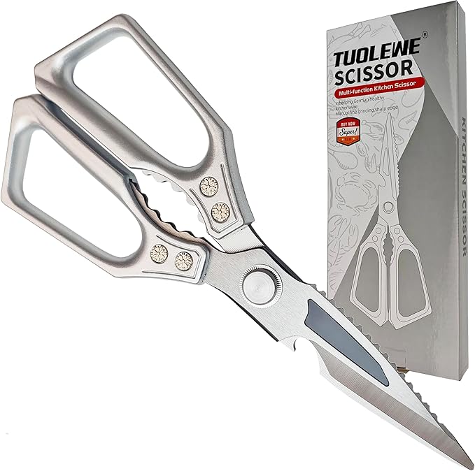 Kitchen Shears Heavy Duty All Purpose Kitchen Scissors, Utility Stainless Steel Blades with Ergonomic Handles for Home, Office, Easy Cutting Chicken Bones, Meat, Cardboard, Vegetables, Leather