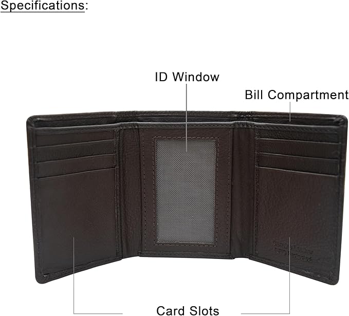 VANSI Genuine Leather Modern TriFold Design Wallet and Card Holder for Men (BROWN)
