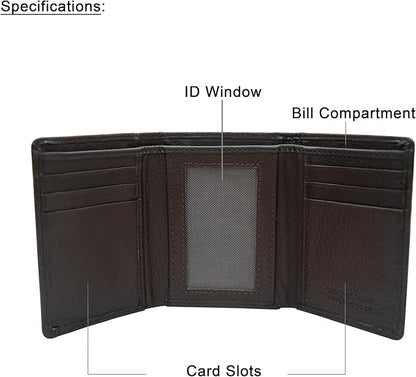 VANSI Genuine Leather Modern TriFold Design Wallet and Card Holder for Men (BROWN)