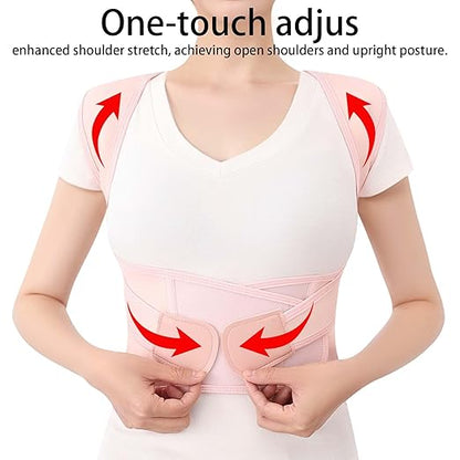 Posture Corrector for Women and Men Back Brace Support Device Shoulder Straightener Hunchback Adjustable Upper Comfy Correction Lightweight Pain Relief Scoliosis Lumbar Spine Upgraded Pink