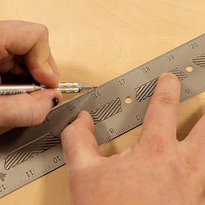 JessEm 07412 Stainless Steel 18 Inch Precision Ruler with Patented Flex Grip and Fade Resistant Markings