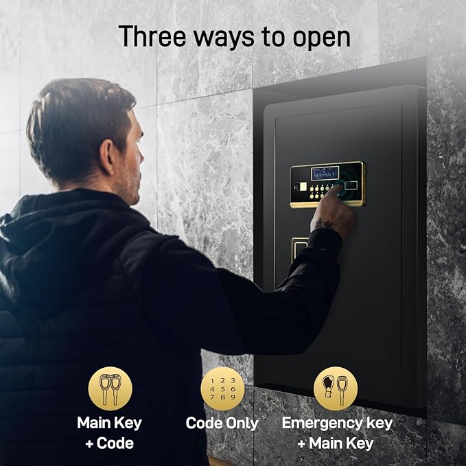 ADIMO Safe with Interior Drawer, 2.8 Cuft Heavy-Duty Steel Safe Box w/LCD Digital Screen, Diamond Reinforced Lock, Dual Alarm System w/Fireproof Waterproof Money Bag, Money Box of Documents Cash