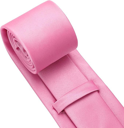 PenSee Men's Tie Set Solid Pure Color 3.15" (8CM) Classic Formal Plain Necktie and Pocket Square Set For Men