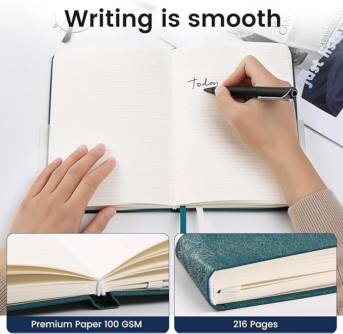Lined Journal Notebook for Women Men 216 Pages A5 Hardcover Journals for Writing Daily Journaling Notebook for Work, School, Note Taking, Business, Travel Red