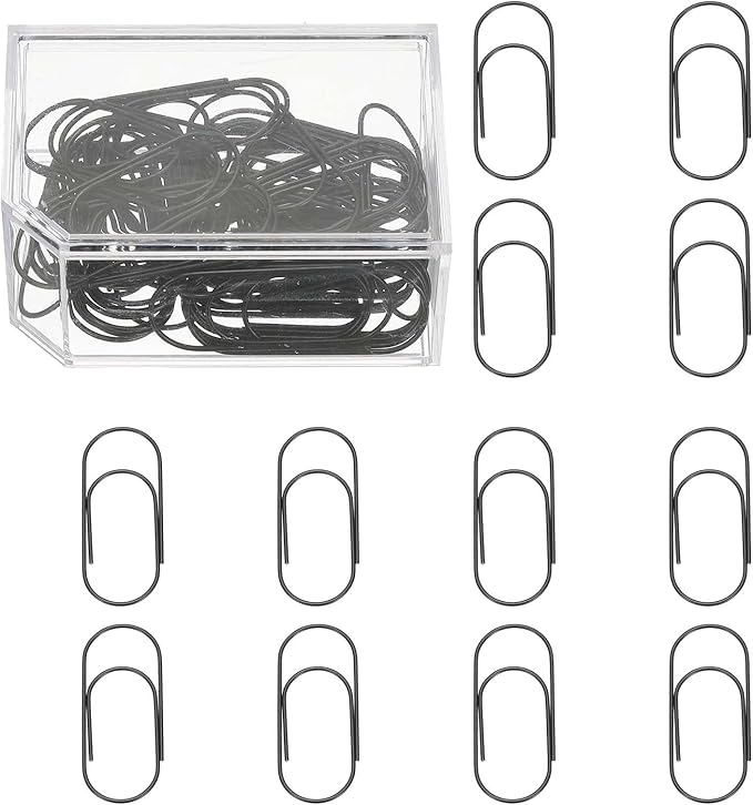 PATIKIL 50 Pcs Paper Clip, 2inch Non-Skid Metal Paper Clamp Clips Large for Office Supplies Craft Scrapbook Document Note Sorting, Electroplating, Black