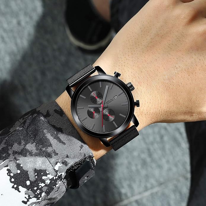 CRRJU Mens Stylish Casual Quartz Watches for Men Luxury Waterproof Calendar Chronograph Japan Movement Wristwatches