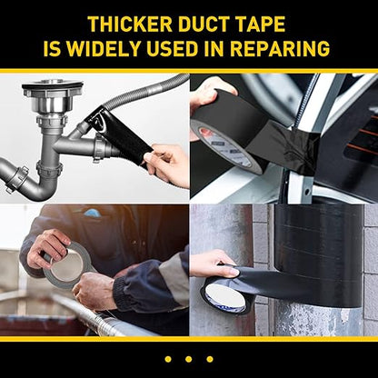 Lichamp 6 Rolls Heavy Duty Thicker Black Duct Tapes, 17 mil No Residue Duct Tape for Packaging Taping Sealing Repairing Tying, Wide Tape for DIY or Commercial Use, 2 Inches x 25 Yards, B206BK