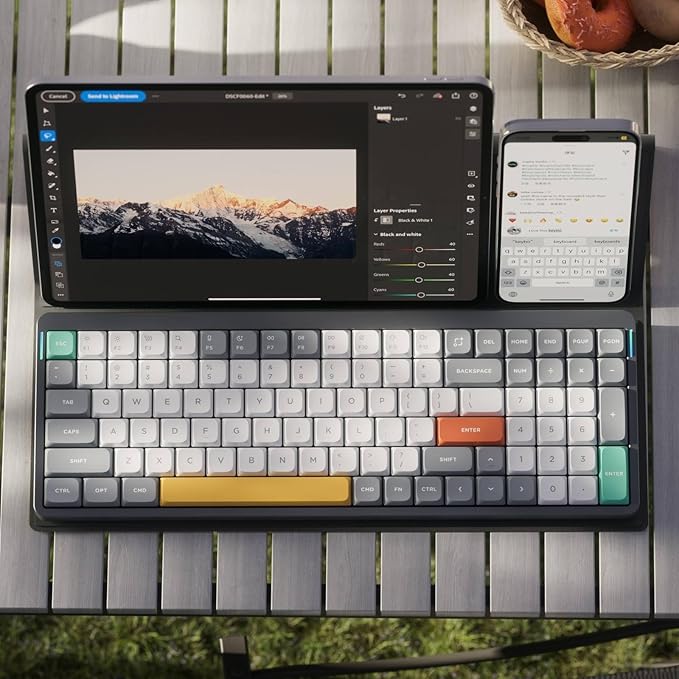 nuphy Air96 V2 Wireless Mechanical Keyboard,100 Keys RGB Backlit Keyboard,Supports Bluetooth 5.1,2.4G and Wired Connection,for PC/Laptop/Windows/Mac -Grey Gateron Wisteria Switch