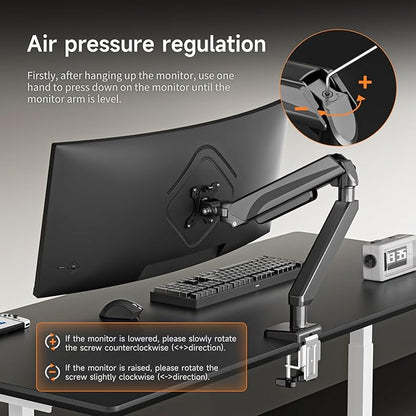 Pholiten Adjustable Rotating arm for Monitor Stand - Supports 1-33lbs Weight, Supports 45 inch Straight screen/49 inch Curved Screen, Compatible with VESA 75x75-100x100mm Desktop Monitor Mount