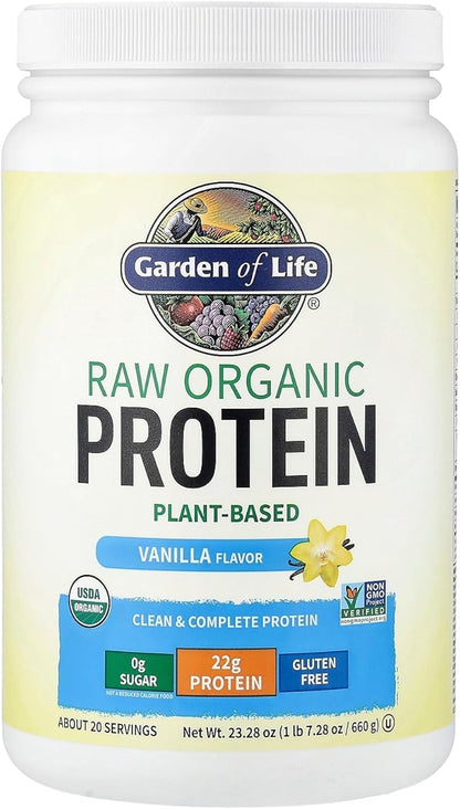 Garden of Life Protein Powder, Vegan Protein Powder, BCAA, Probiotics & Digestive Enzymes, Gluten & Lactose Free, Vanilla, 1.5 LB