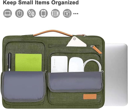 MOSISO 360 Protective Laptop Case 13 inch, 13 inch Laptop Sleeve Compatible with MacBook Air M4 M3 M2 M1 2025-2018/Pro M2 M1 2025-2016, Side Open Carrying Case with 4 Zipper Pockets&Handle,Olive Green