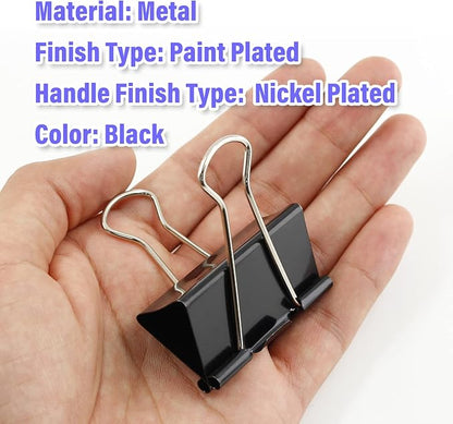 20 Pack Extra Large Binder Clips Black Paper Clips, 2 Inch / 51mm Huge Binder Clips Metal Paper Clamps Office Clips School Supplies, Mega Jumbo Binder Clips for Teachers Office School Home