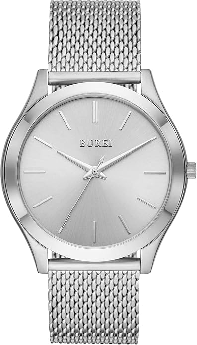 BUREI Men Watches Fashion Analog Stainless Steel Quartz Waterproof Watches,Gift for Men.